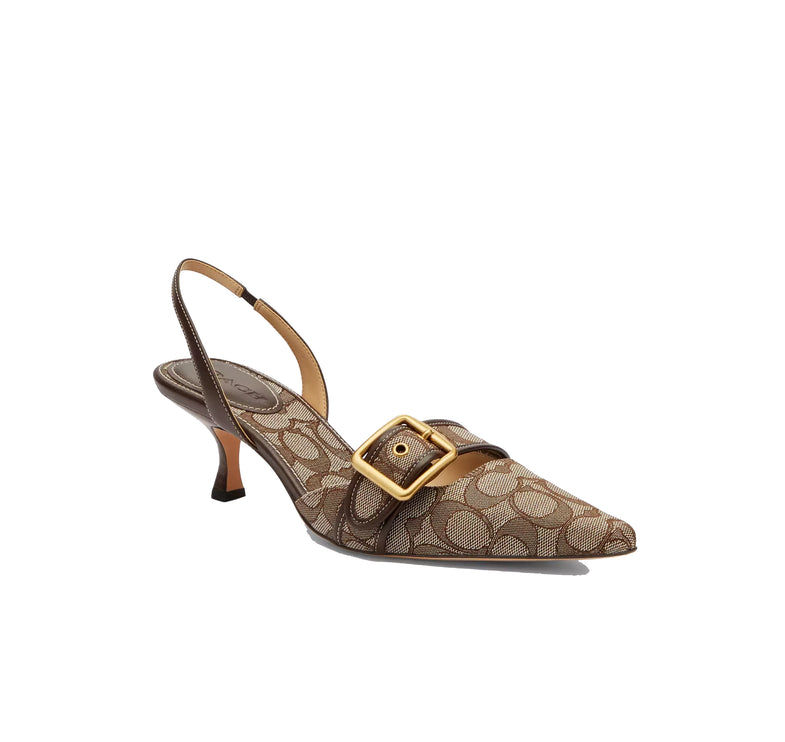 Coach Women's Margot Slingback In Signature Jacquard Oak/Maple