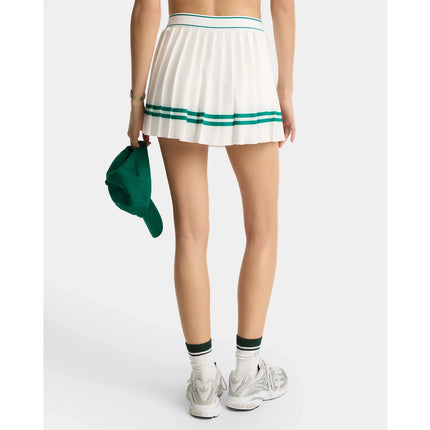 Sporty & Rich Women's Italic Logo Pleated Skirt White/Alpine
