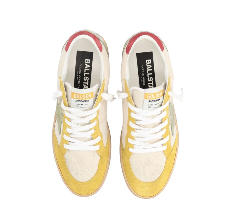 Golden Goose Women's Ball Star Sneakers Green Star Yellow Multi