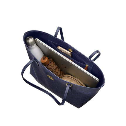 Coach Women's City Tote Bag In Signature Canvas Gold/Navy