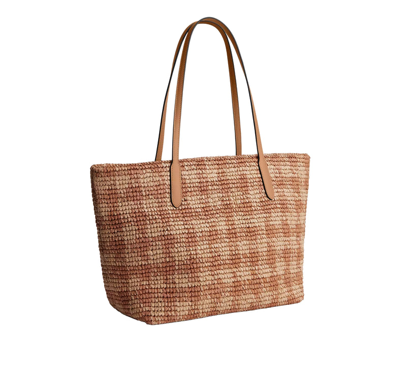 Coach Women's City Tote Bag With Gingham Print Gold/Tan