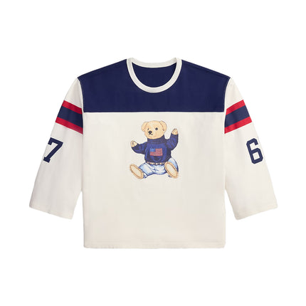 Polo Ralph Lauren Women's Polo Bear Cotton Jersey Tee Warm White/Newport Navy