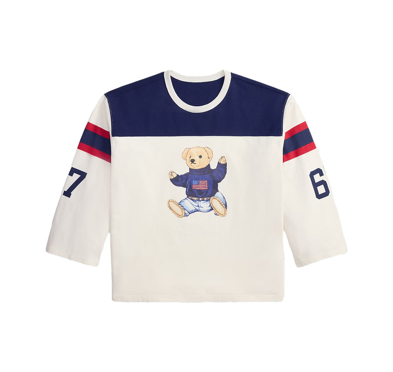 Polo Ralph Lauren Women's Polo Bear Cotton Jersey Tee Warm White/Newport Navy