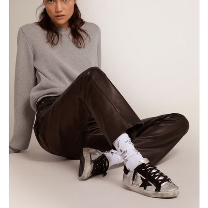 Golden Goose Women's Super-Star in Silver Leather with Contrasting Inserts