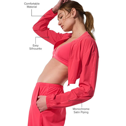 alo Women's Cropped Breezy Full-Zip Cover Up Candy Red