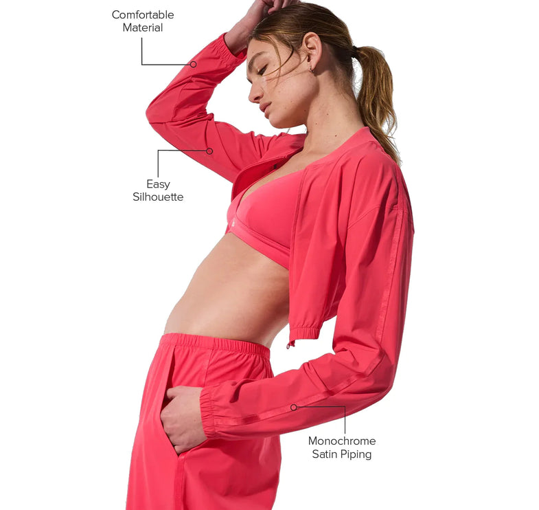 alo Women's Cropped Breezy Full-Zip Cover Up Candy Red
