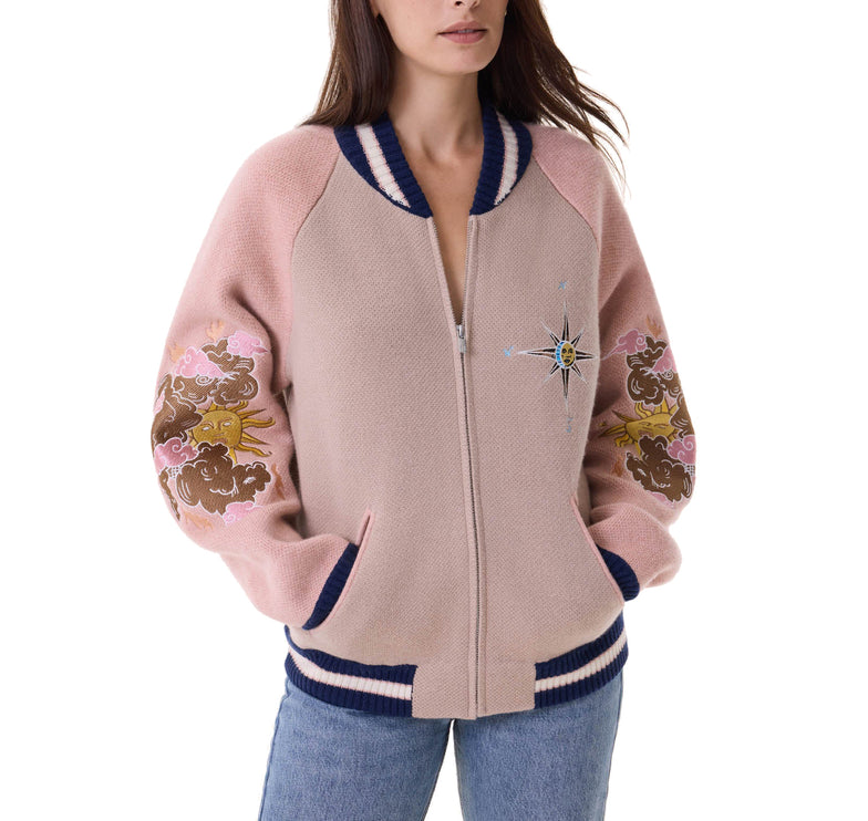 KUJTEN Women's Cashmere Bomber Nocta Jacket Oats White