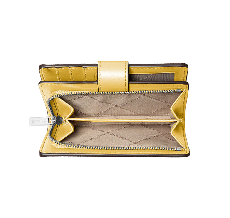 Michael Kors Women's Jet Set Medium Printed Signature Logo Wallet Honey