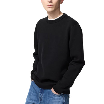 Uniqlo Unisex Washable Milano Ribbed Crew Neck Sweater 09 Black