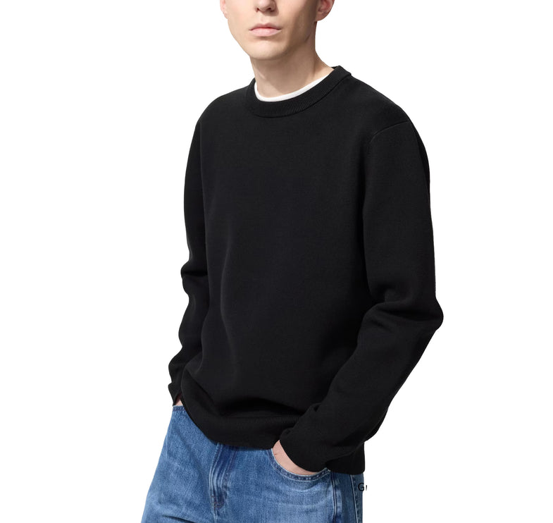 Uniqlo Unisex Washable Milano Ribbed Crew Neck Sweater 09 Black