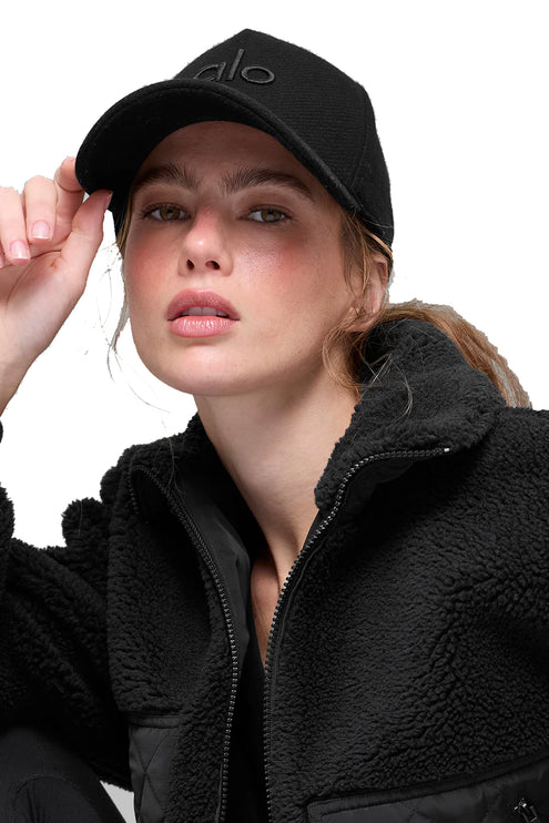 alo Unisex Wool Blend District Trucker Hat Black
