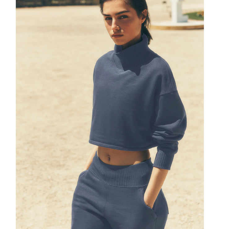 alo Women's Cropped Serenity Coverup Bluestone