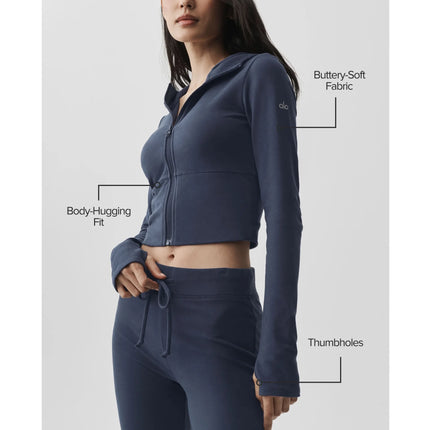 alo Women's Sway Full Zip Hoodie Navy