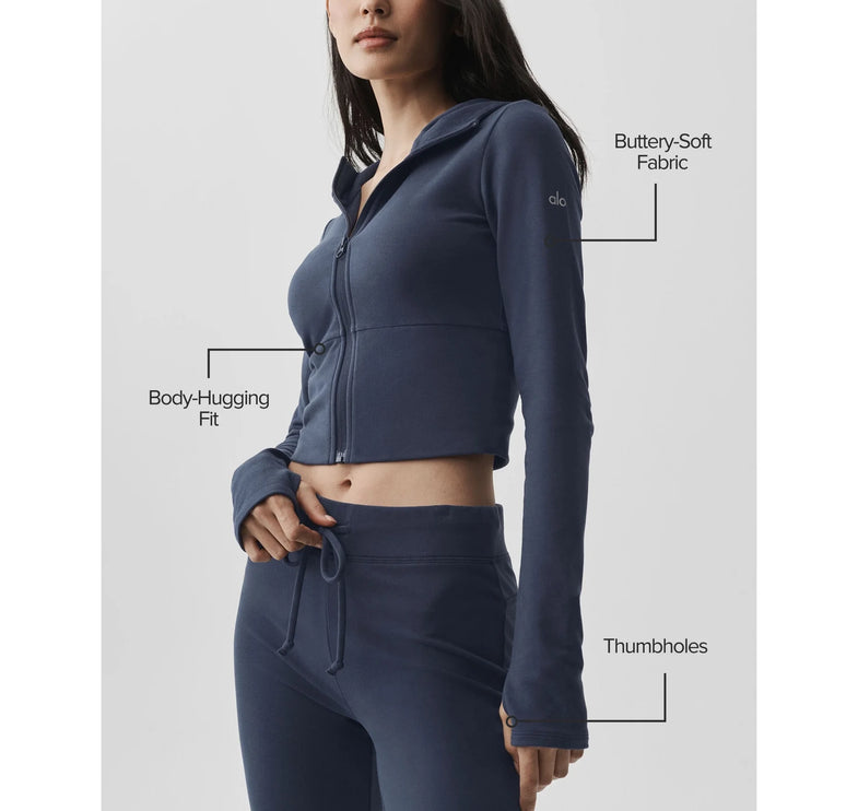 alo Women's Sway Full Zip Hoodie Navy
