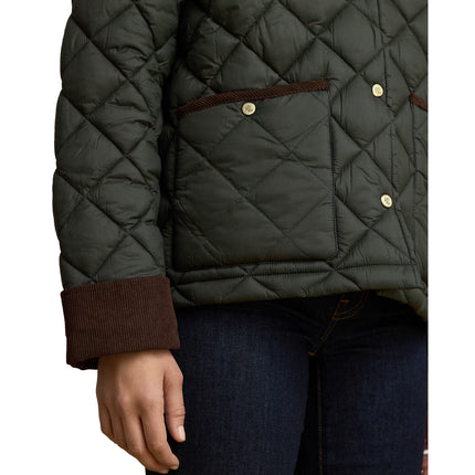 Polo Ralph Lauren Women's Corduroy-Trim Quilted Barn Jacket Litchfield Loden