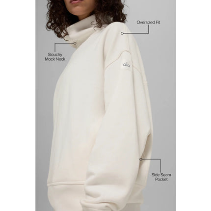 alo Women's Hazy Mock Neck Pullover Ivory