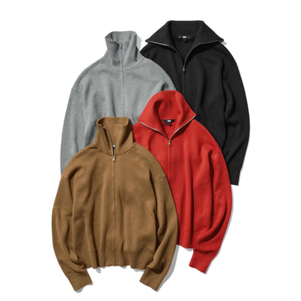 Uniqlo Unisex Smooth Cotton Full Zip Cardigan 16 Red