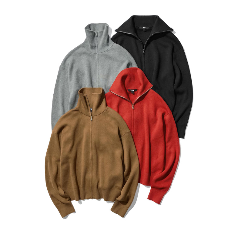 Uniqlo Unisex Smooth Cotton Full Zip Cardigan 16 Red