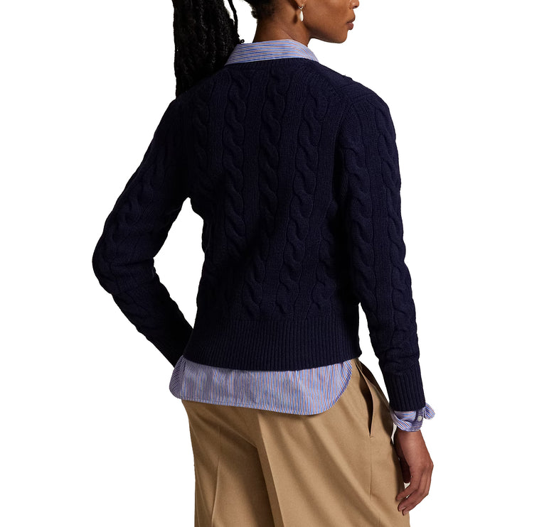 Polo Ralph Lauren Women's Cable-Knit Wool-Cashmere Cardigan Hunter Navy