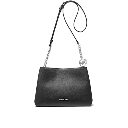 Michael Kors Women's Christina Small Pebbled Leather Crossbody Bag Silver/Black