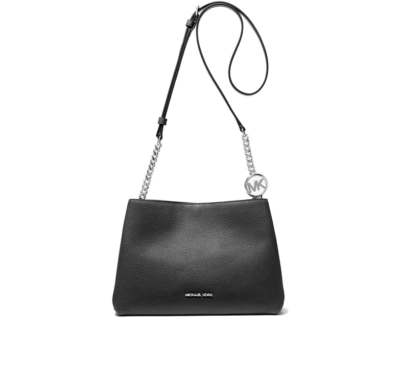 Michael Kors Women's Christina Small Pebbled Leather Crossbody Bag Silver/Black