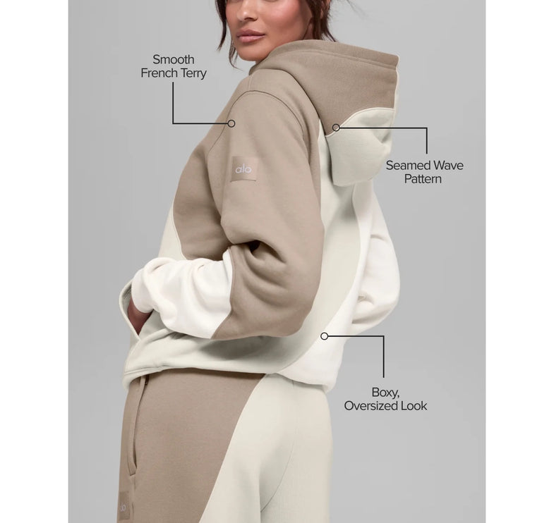 alo Women's Make Waves Hoodie Ivory/Bone/Gravel
