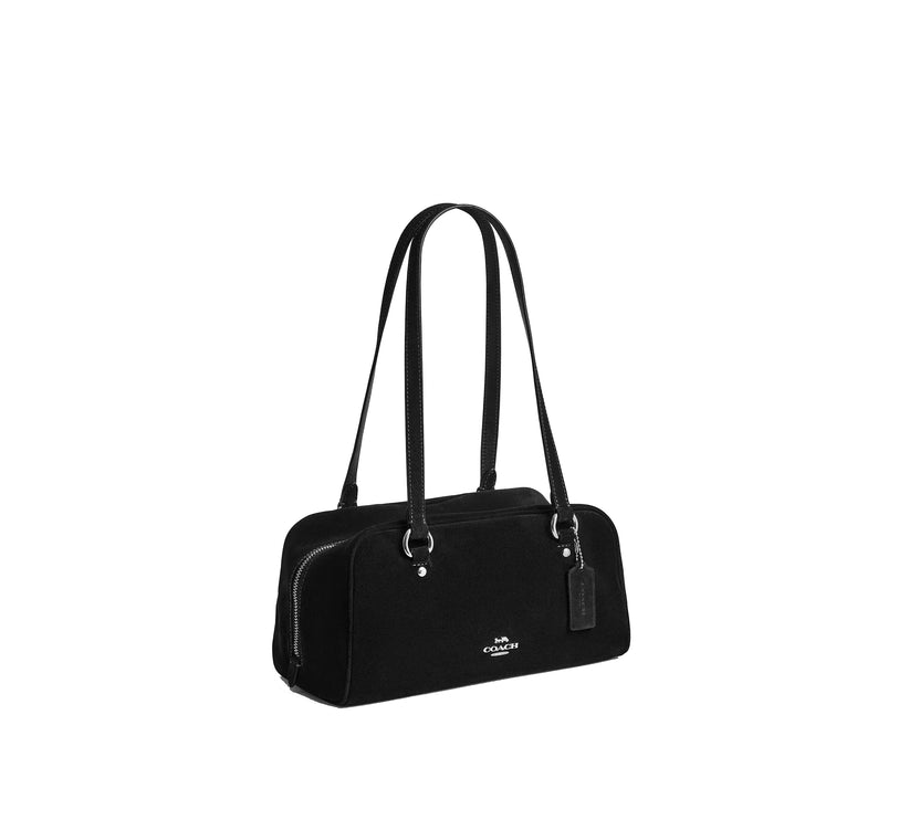 Coach Women's Sydney Shoulder Bag Suede/Silver/Black