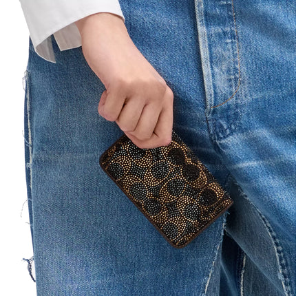 Coach Women's Essential Slim Card Case With Crystal Signature Brass/Dark Chocolate