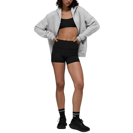 alo Women's Renown Heavy Weight Full Zip Hoodie Athletic Heather Grey