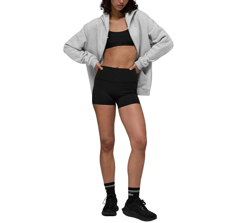 alo Women's Renown Heavy Weight Full Zip Hoodie Athletic Heather Grey