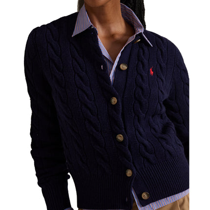 Polo Ralph Lauren Women's Cable-Knit Wool-Cashmere Cardigan Hunter Navy