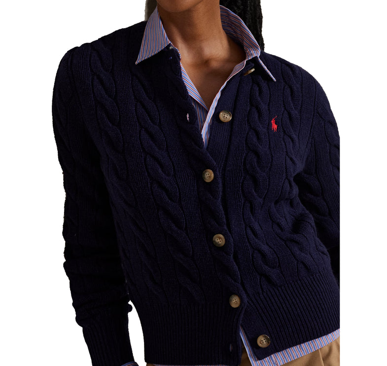 Polo Ralph Lauren Women's Cable-Knit Wool-Cashmere Cardigan Hunter Navy