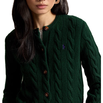 Polo Ralph Lauren Women's Cable-Knit Wool-Cashmere Cardigan College Green