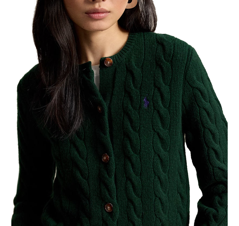 Polo Ralph Lauren Women's Cable-Knit Wool-Cashmere Cardigan College Green