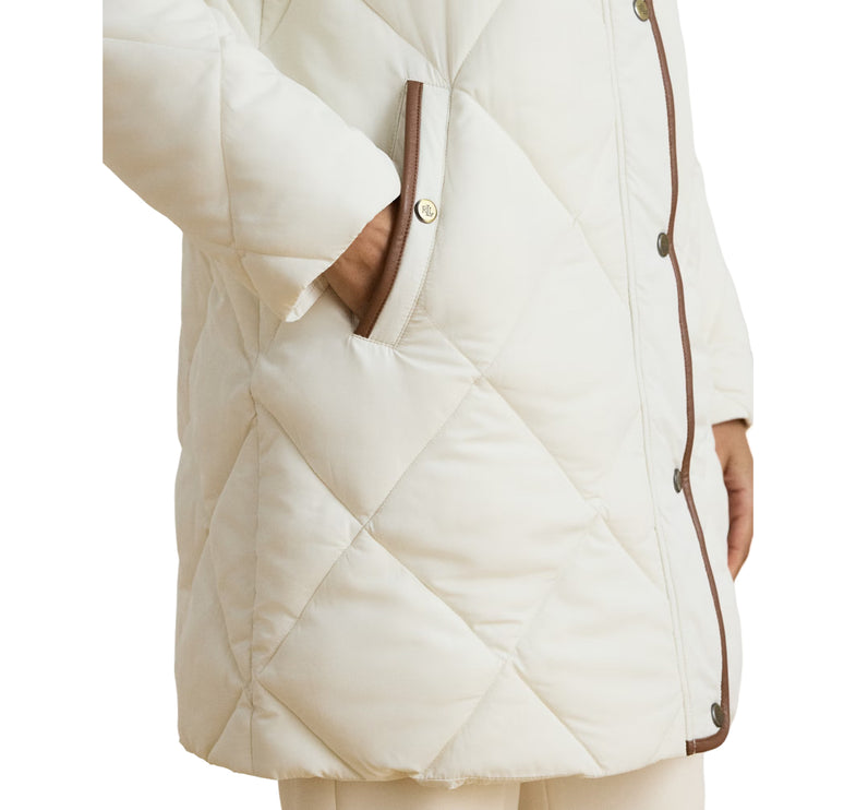 Polo Ralph Lauren Women's Faux-Fur-Trim Hooded Quilted Coat Cream