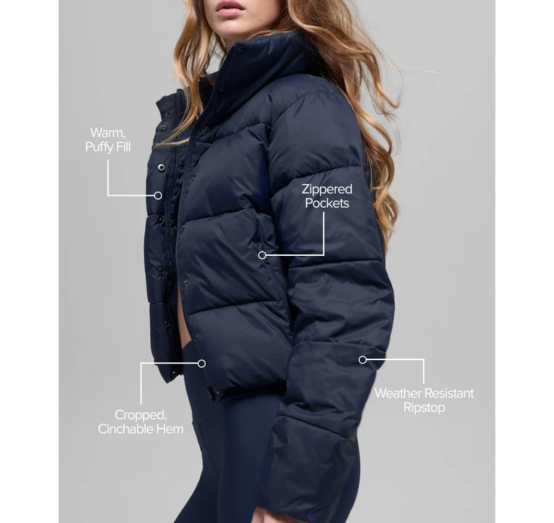 alo Women's Gold Rush Puffer Navy