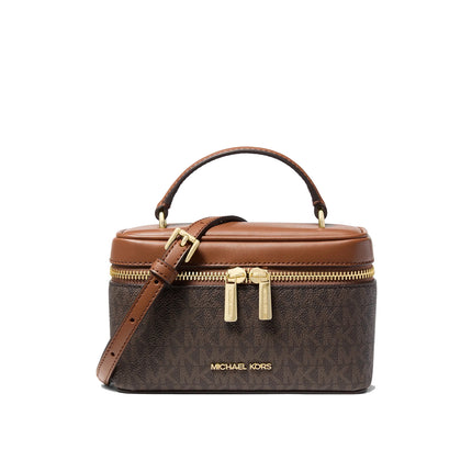 Michael Kors Women's Vivi Small Signature Logo Vanity Crossbody Bag Brown