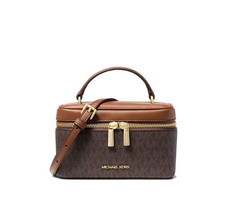 Michael Kors Women's Vivi Small Signature Logo Vanity Crossbody Bag Brown