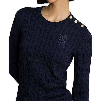 Polo Ralph Lauren Women's Button-Trim Cable-Knit Sweater Lauren Navy