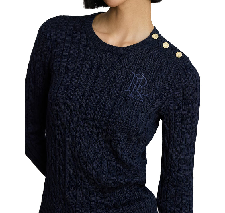 Polo Ralph Lauren Women's Button-Trim Cable-Knit Sweater Lauren Navy