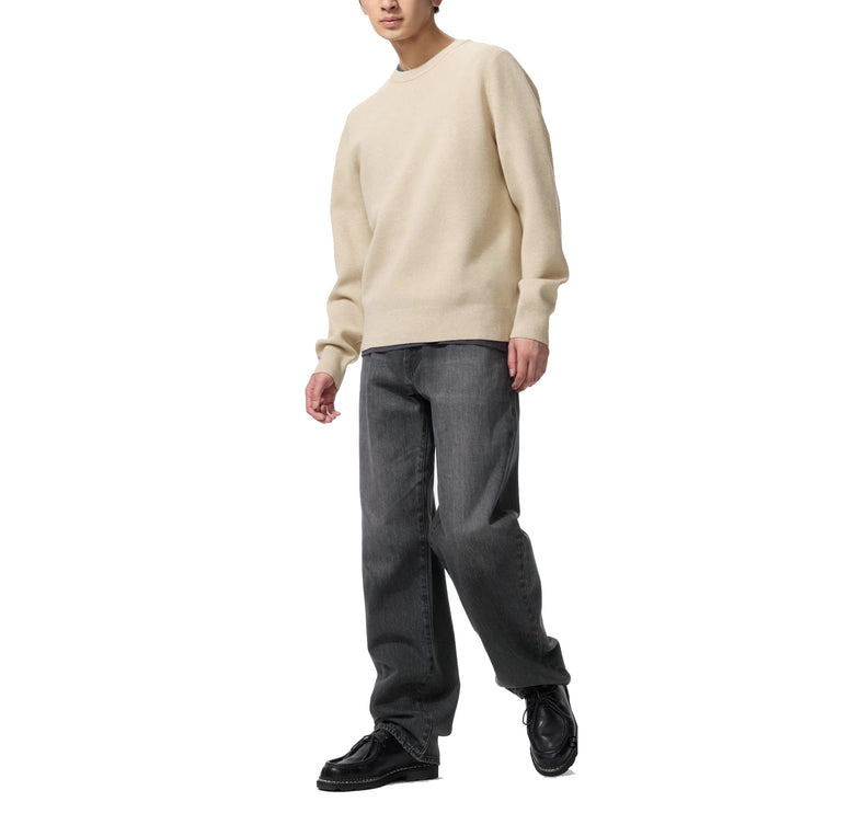 Uniqlo Unisex Washable Milano Ribbed Crew Neck Sweater 31 Beige