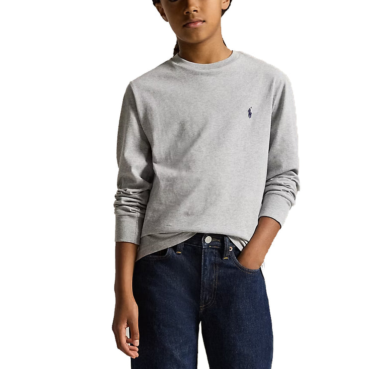 Polo Ralph Lauren Boy's Cotton Jersey Long-Sleeve Tee Andover Heather