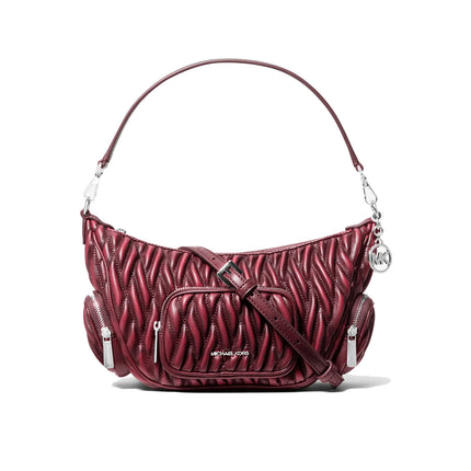 Michael Kors Women's Merritt Small Matelassé Convertible Shoulder Bag Maroon