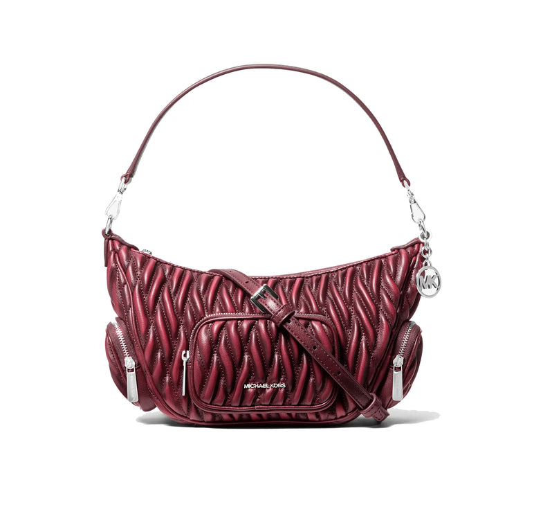 Michael Kors Women's Merritt Small Matelassé Convertible Shoulder Bag Maroon
