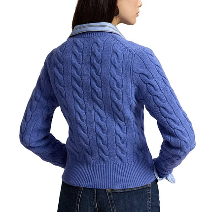 Polo Ralph Lauren Women's Cable-Knit Wool-Cashmere Cardigan Dockside Blue Heather