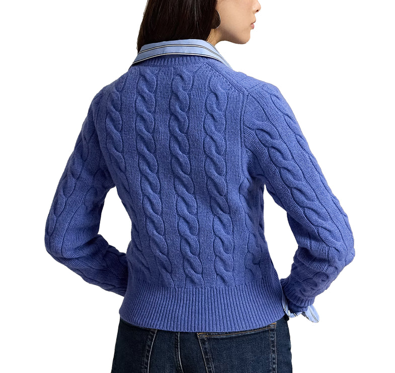 Polo Ralph Lauren Women's Cable-Knit Wool-Cashmere Cardigan Dockside Blue Heather