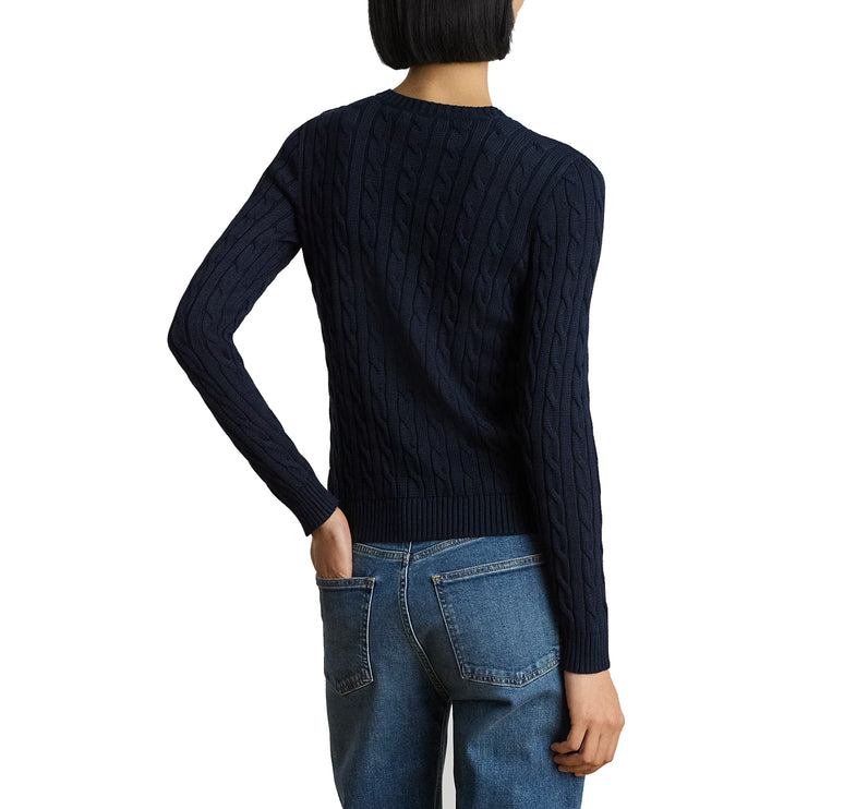 Polo Ralph Lauren Women's Button-Trim Cable-Knit Sweater Lauren Navy