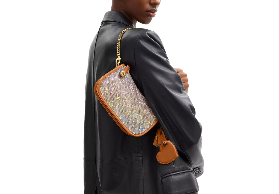 Coach Women's Swinger Bag 20 With Chain In Crystal Signature Jacquard Brass/Rainbow Multi