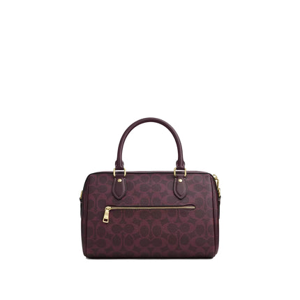 Coach Women's Rowan Satchel Bag In Signature Canvas Gold/Black Currant Multi