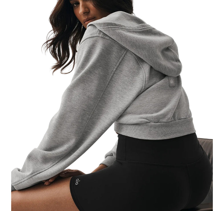 alo Women's Sweet Escape Zip Up Hoodie Athletic Heather Grey